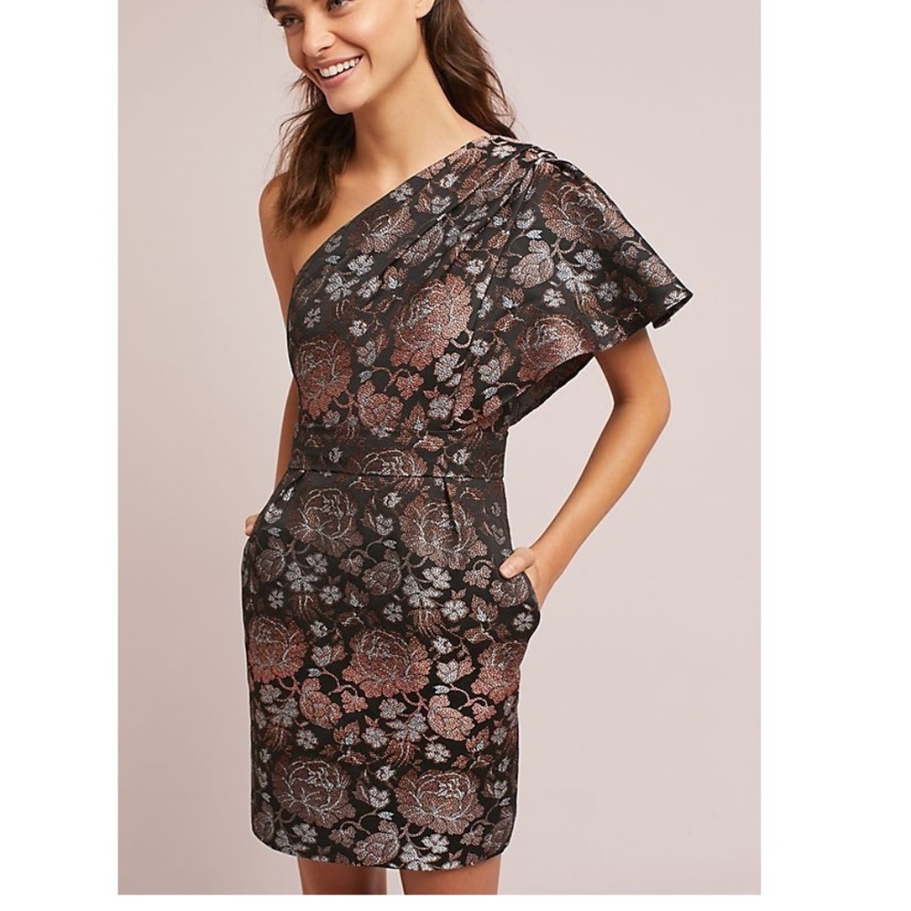 NEW Anthropologie Rose One-Shoulder Dress size 4 new with tag nwt - Picture 2 of 12